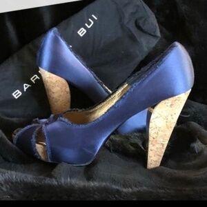 Barbara Bui Navy Satin Raw Edge Pumps